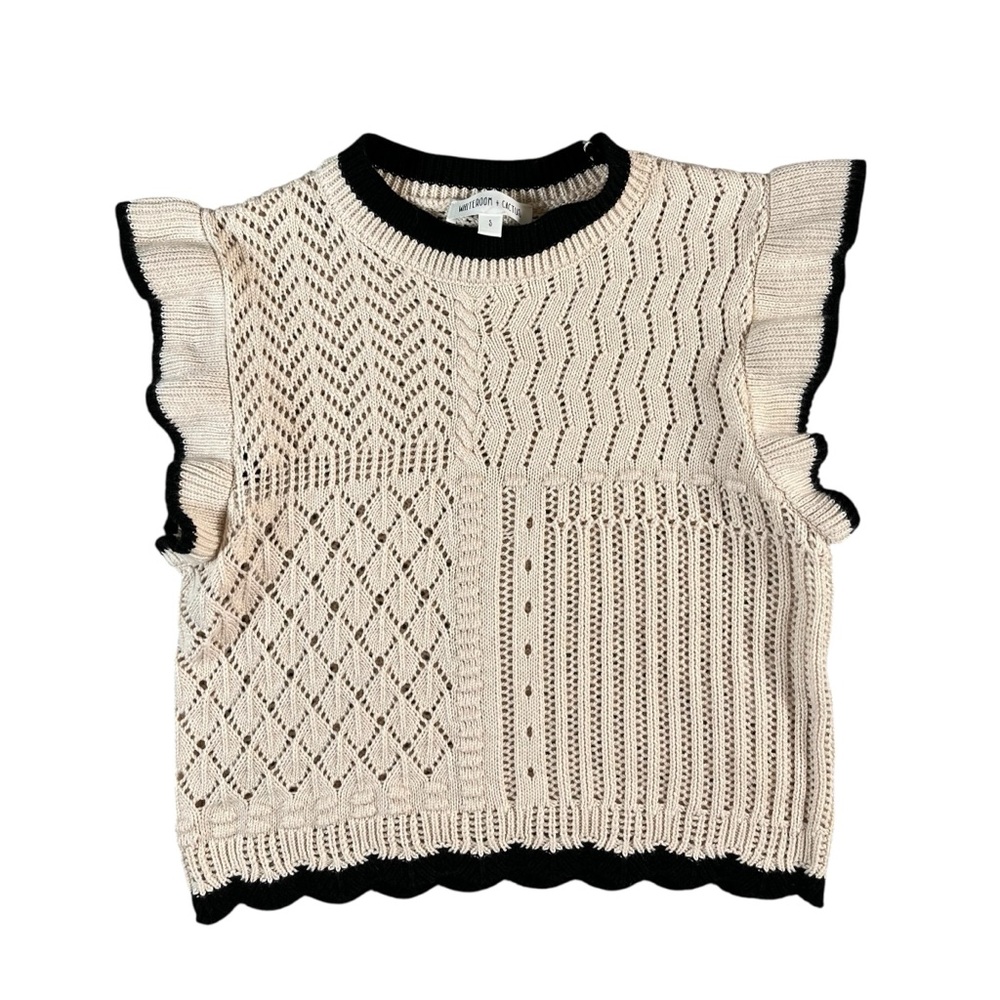 Whiteroom + Cactus Women's Tan/Black Knit Top Size‎ Small